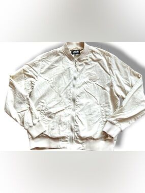 DR Essentials Cream Beige Light Bomber Jacket Size Mens M Preppy Casual C-2